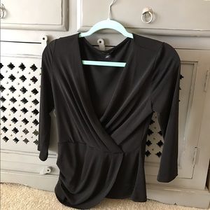 Ann Taylor peplum faux wrap drape blouse
