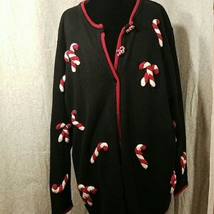 2XL Christmas Party Knit Sweater W/ 3D Candy Canes