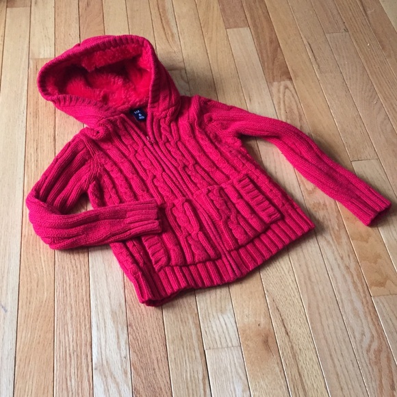 Gap girls red hooded zip up sweater Sz M 8