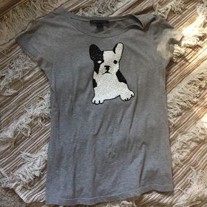 French Connection Beaded Frenchie Tee
