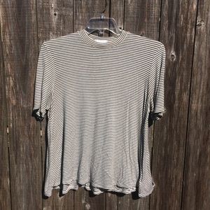 Striped mock turtle neck top