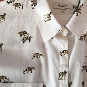 Madewell buttondown shirt, tiger and cheetah print