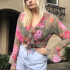 Retro Bell Sleeve Blouse