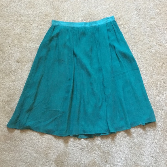 J.Crew Crinkle Chiffon Teal Skirt, Size 8