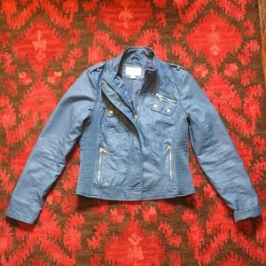 Baby blue faux-leather jacket
