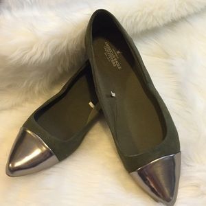 AEO olive faux suede flat