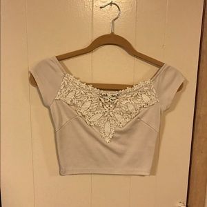 Cream crop top with lace