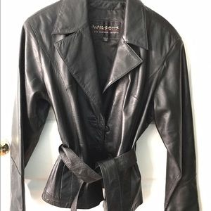Wilsons Leather black jacket with belt
