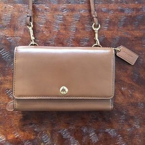 COACH Phone Crossbody in Saddle Smooth Leather