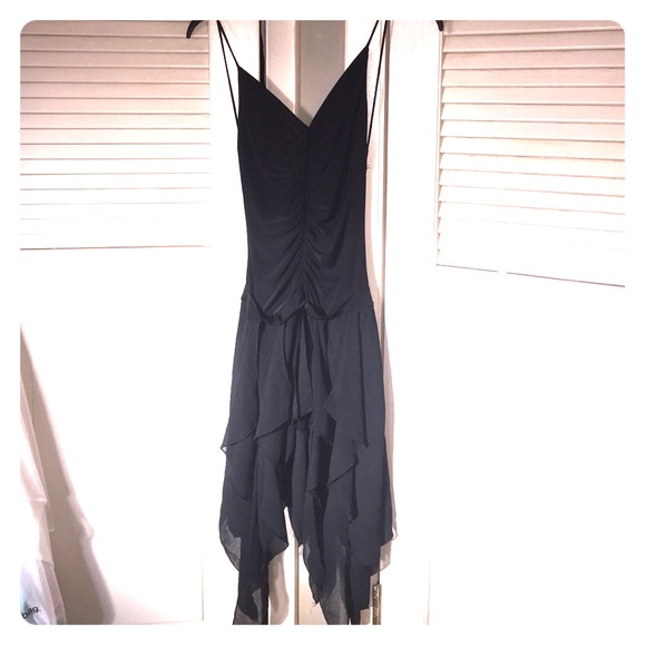 Black deep V backless dress