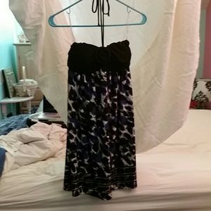 Spaghetti strap blue and black dress