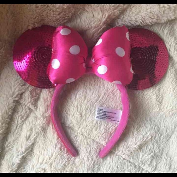 Disney Sequin Minnie Pink ears with Bow