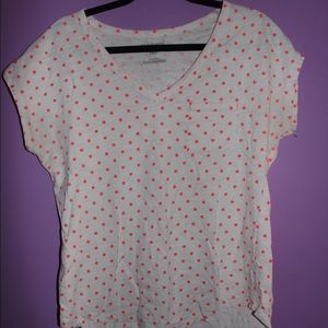 Orange Polka Dot Tee V-Neck Shirt