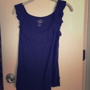 Navy Ruffle Tank Top