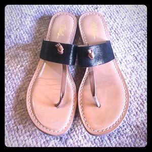Black & Tan Flat Sandals