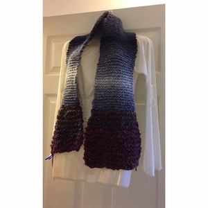 Purple & Blue hand knitted scarf! One of a kind.