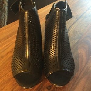 Open toe black booties