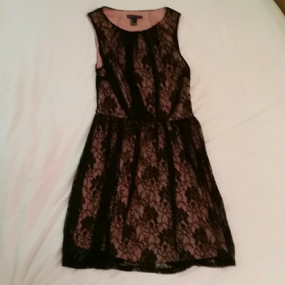 Lacey black and pink dress