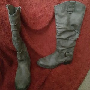 Grey vegan leather boots
