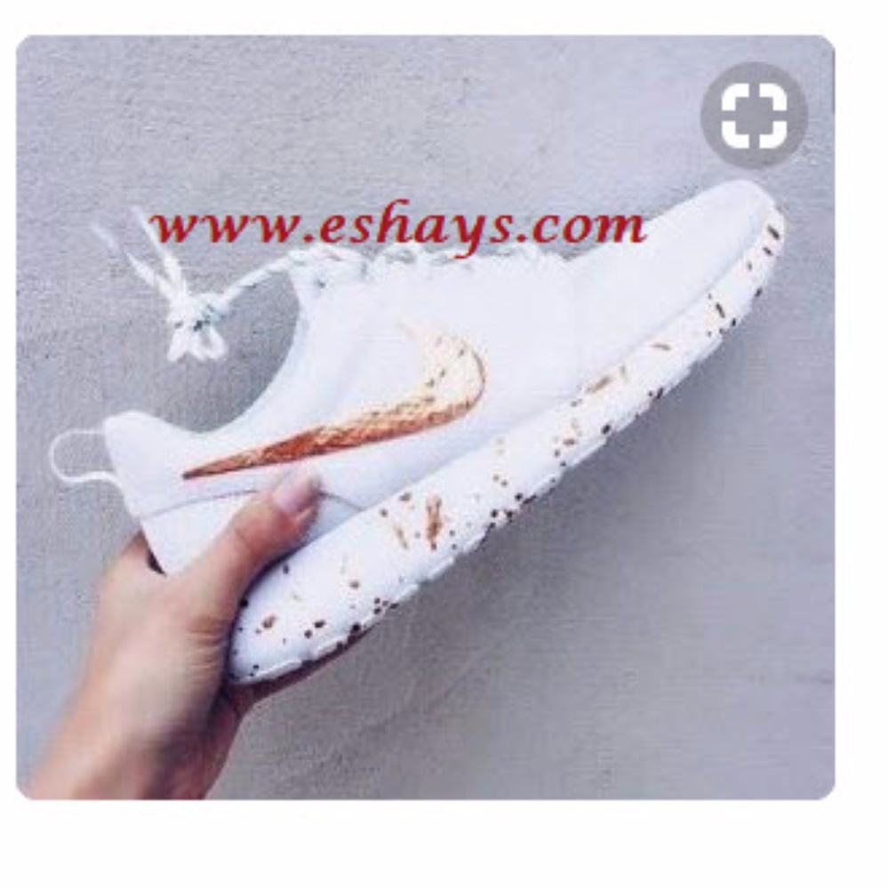 Custom Nike Roshes White and Rosy Gold
