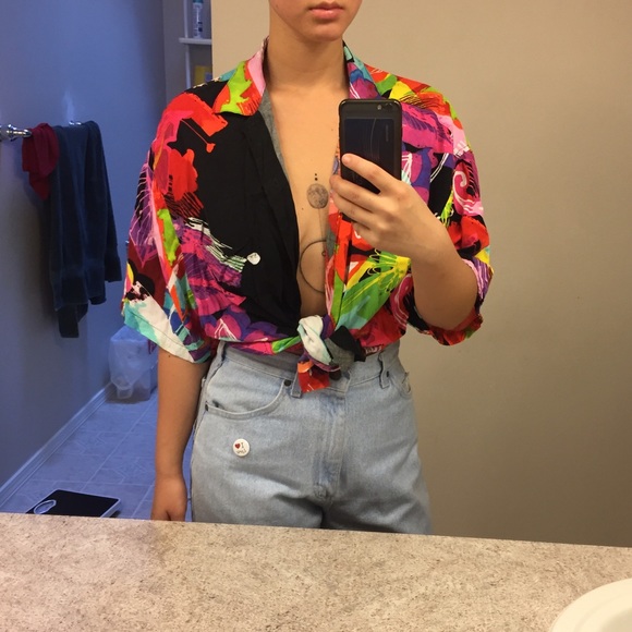 Oversized Vintage Hawaiian 90s Shirt 👚 🌺 💫