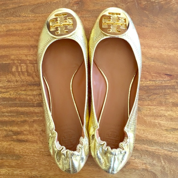 Tory Burch Shoes - WORN ONCE - Tory Burch Gold Reva Flat