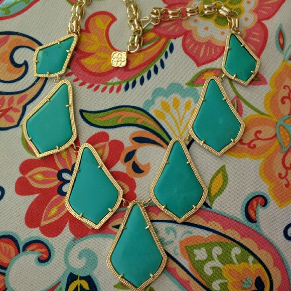 Kendra Scott Kensey statement necklace in Teal - Picture 1 of 2