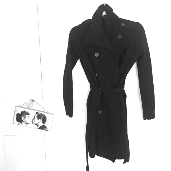 Vince black knit trench
