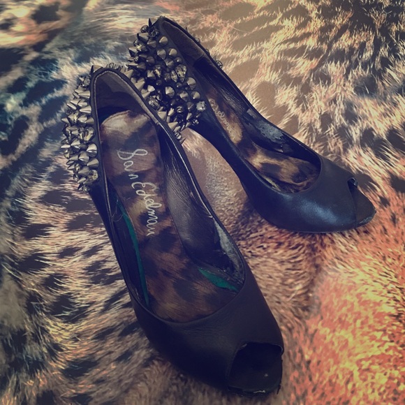 Sam Edelman studs and crystals black heels