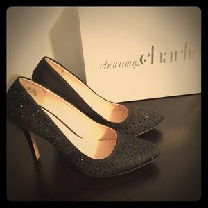 Charming Charlie, Robbie 4" Black Pumps, sz 8.5