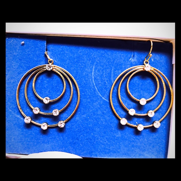 Gold hoop earrings with rhinestones