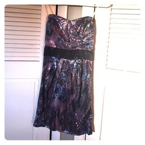 Strapless sequin dress