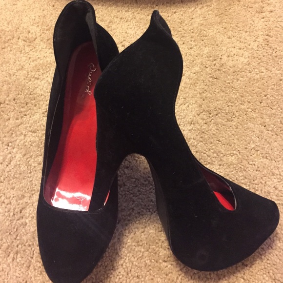 Suede Black Platform Heels