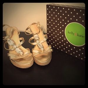 Kelly & Katie espadrille wedges, Rachel, Gold sz 9