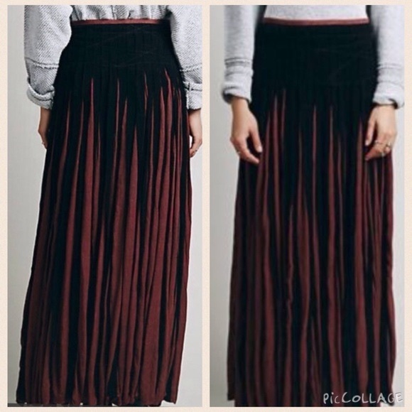 NWOT Free People one plum ribbon rows maxi skirt - Picture 2 of 4