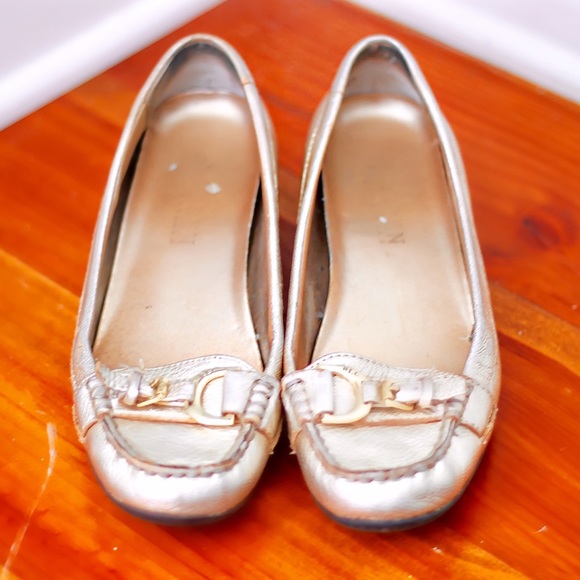 Ralph Lauren Gold Buckle Geanne Leather Flats