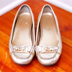 Ralph Lauren Gold Buckle Geanne Leather Flats