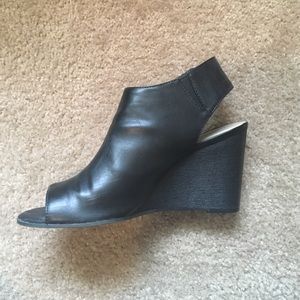 Faux leather wedges