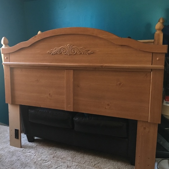 Mirror n headboard, light brown - Picture 1 of 2