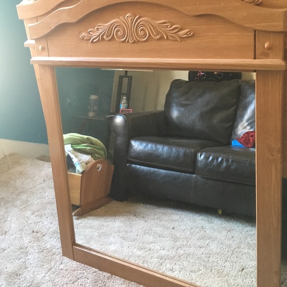 Mirror n headboard, light brown - Picture 2 of 2