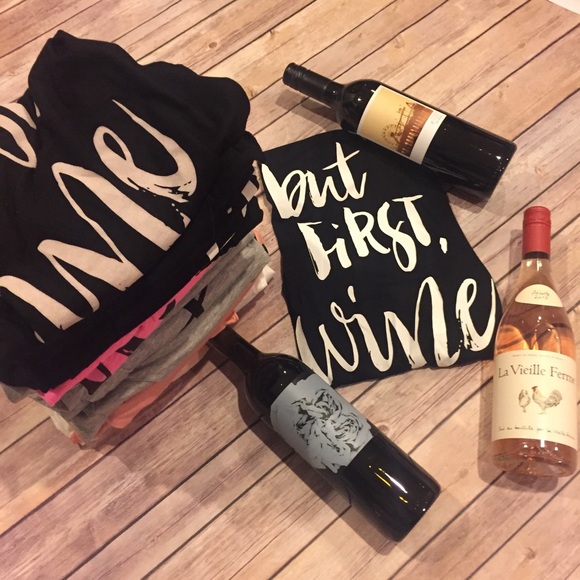 ❗️Last 1 SMALL Black But First, Wine 🍷 Muscle tee - Picture 3 of 3