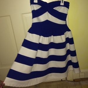 Strapless Navy and White Party Dress!