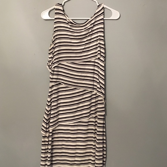 black and white stripped mid calf dress