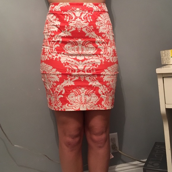 coral/white J.Crew pencil skirt