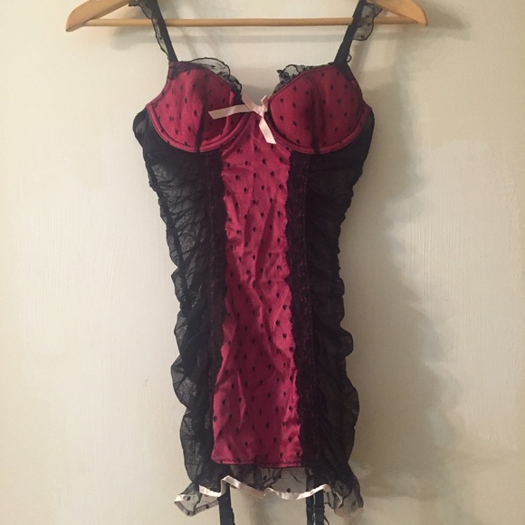 sexy hot pink / black victoria's secret lingerie
