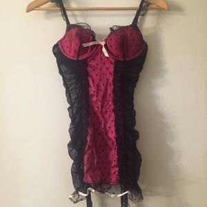 sexy hot pink / black victoria's secret lingerie