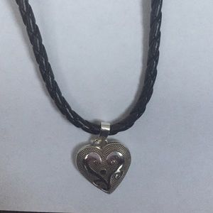 Brighton necklace on black leather cord