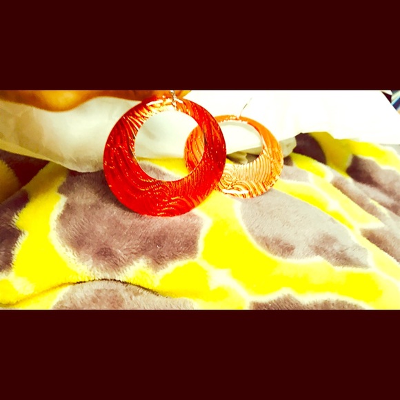 Orange/ pink hoop earrings