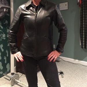 Wilson black leather coat with thin dilate