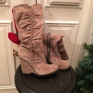 Taupe Scrunchy Suede Boots